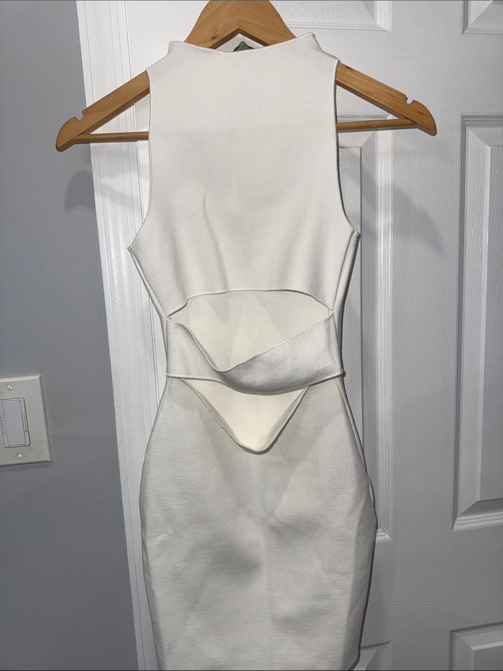 Zara Off-White Front Cutout Midi Dress